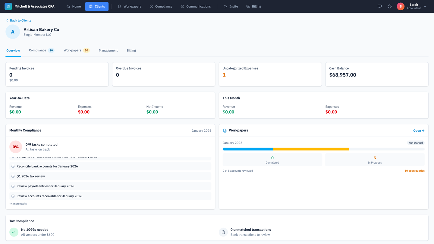LunoFlow Accountant Portal - Client Detail View